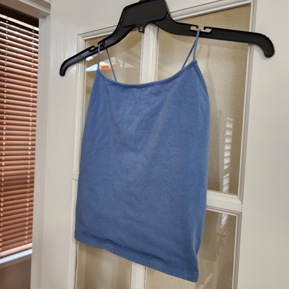 American Eagle Outfitters Blue Cropped Cross Back Cami Tank Top XL - Picture 2 of 13